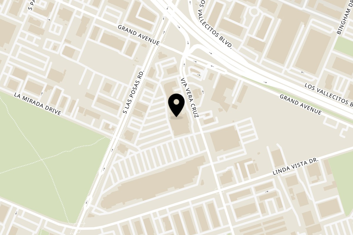 Map showing the location of O's American Kitchen on 137 South Las Posas Road in San Marcos